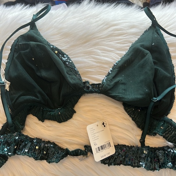 NWT Free People Intimately forest pool combo Sequin Lace Bralette - Picture 4 of 13